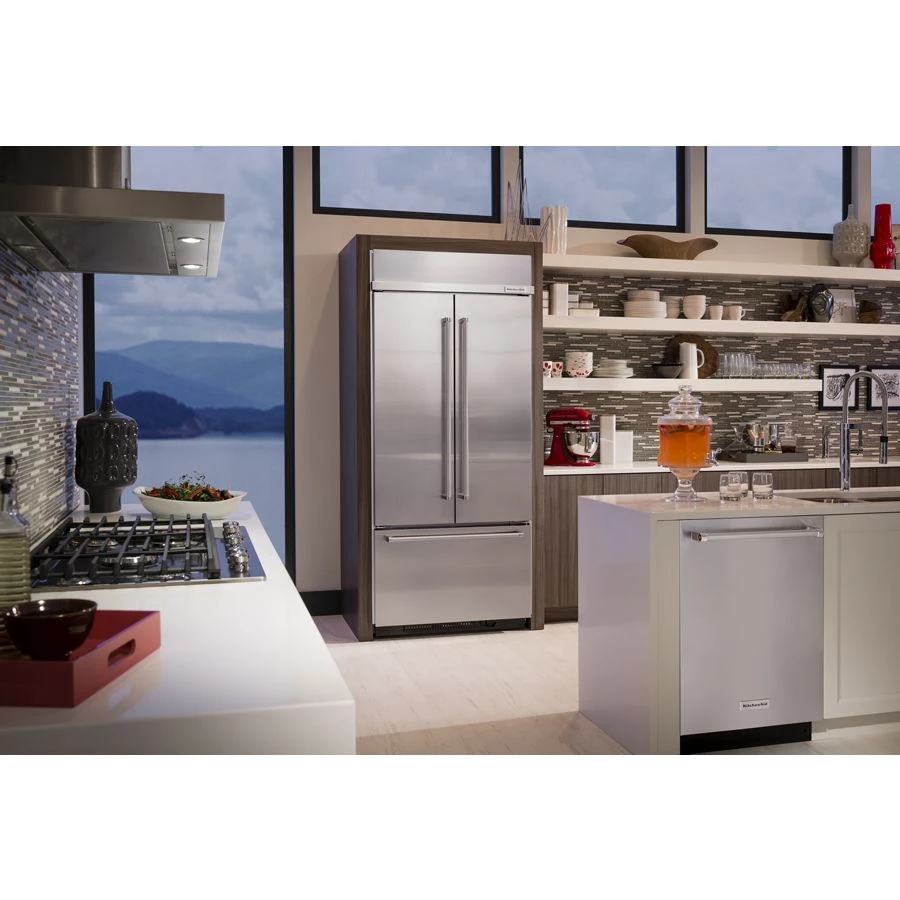 20.8 Cu. Ft. 36" Width Built In Stainless Steel French Door Refrigerator with Platinum Interior Design KBFN506ESS