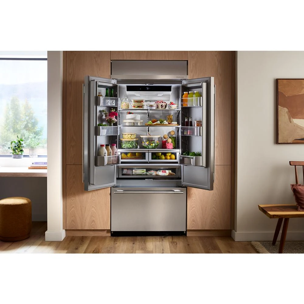20.8 Cu. Ft. 36" Built-In French Door Bottom Mount Refrigerator with Platinum Interior view 3