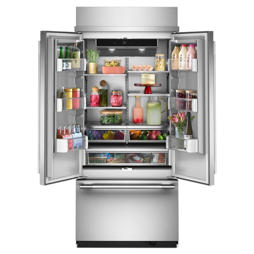 20.8 Cu. Ft. 36" Built-In French Door Bottom Mount Refrigerator with Platinum Interior view 9