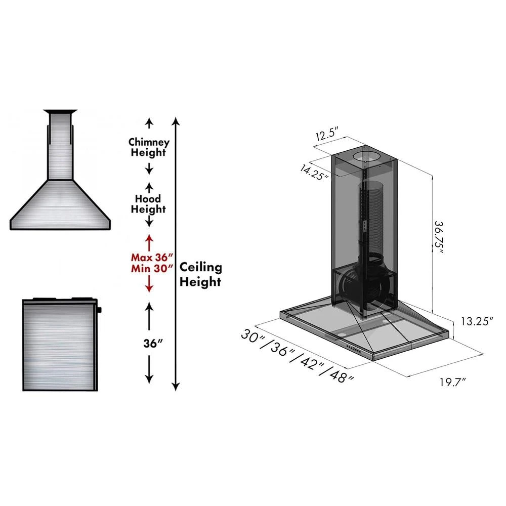 30 in. Convertible Vent Wooden Island Mount Range Hood KBICC30