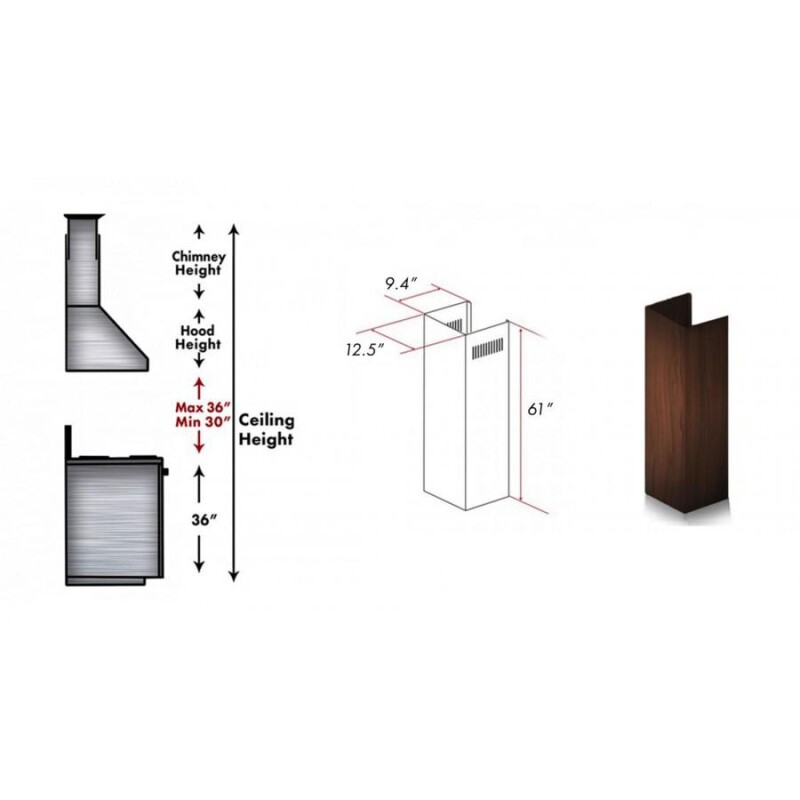 61" Wooden Chimney Extension for Ceilings up to 12.5 ft. KBRRE