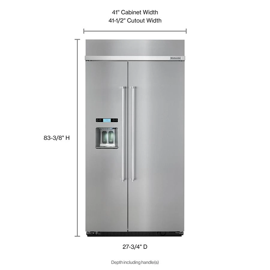 25.0 cu. ft 42-Inch Width Built-In Side by Side Refrigerator with PrintShield Finish KBSD602ESS, product image 3 of 4