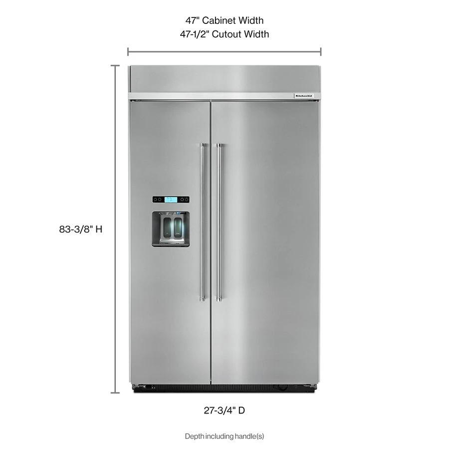 29.5 cu. ft 48-Inch Width Built-In Side by Side Refrigerator with PrintShield Finish KBSD608ESS, product image 3 of 5