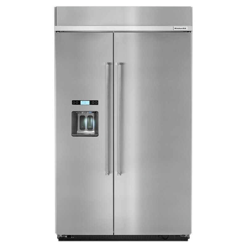 KitchenAid 29.5 cu. ft 48-Inch Width Built-In Side by Side Refrigerator Stainless Steel KBSD618ESS Picture 1