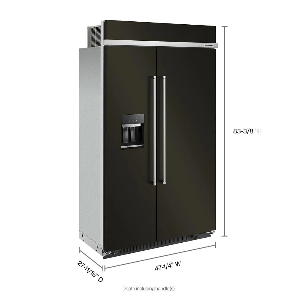 29.4 Cu. Ft. 48" Built-In Side-by-Side Refrigerator with Ice and Water Dispenser KBSD708MBS