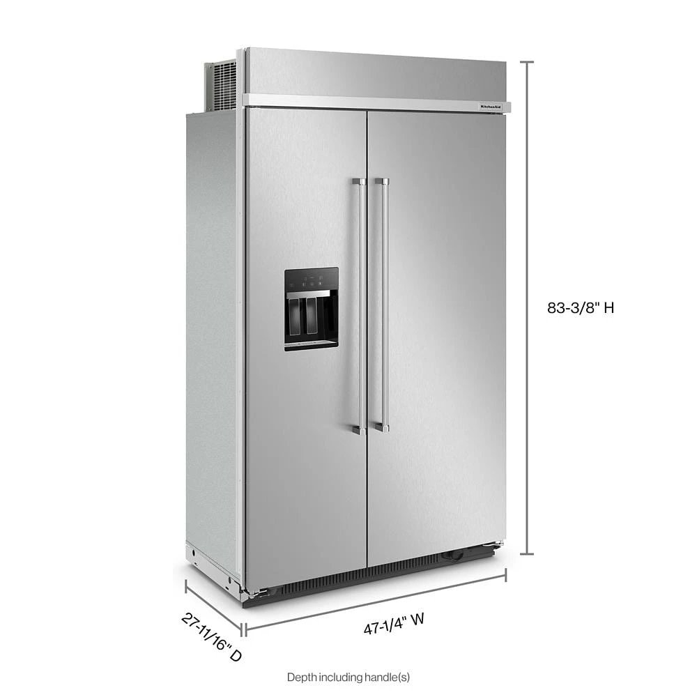 29.4 Cu. Ft. 48" Built-In Side-by-Side Refrigerator with Ice and Water Dispenser KBSD708MSS, product image 8 of 54