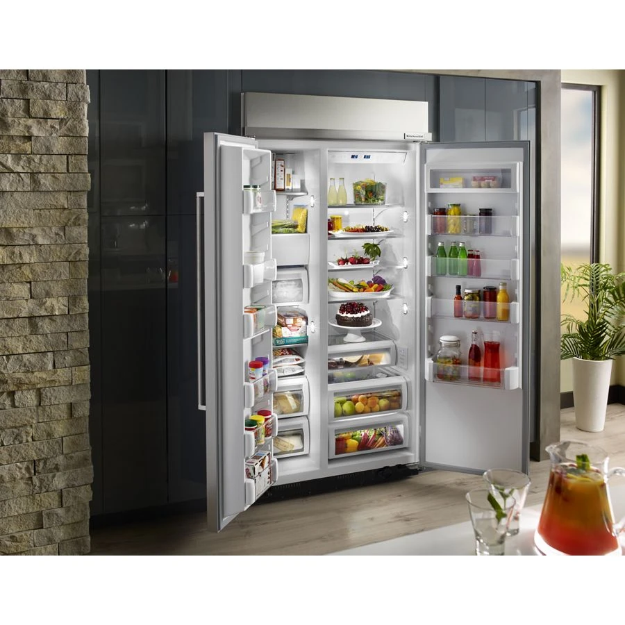 25.5 cu. ft 42-Inch Width Built-In Side by Side Refrigerator with PrintShield Finish KBSN602ESS, product image 7 of 7