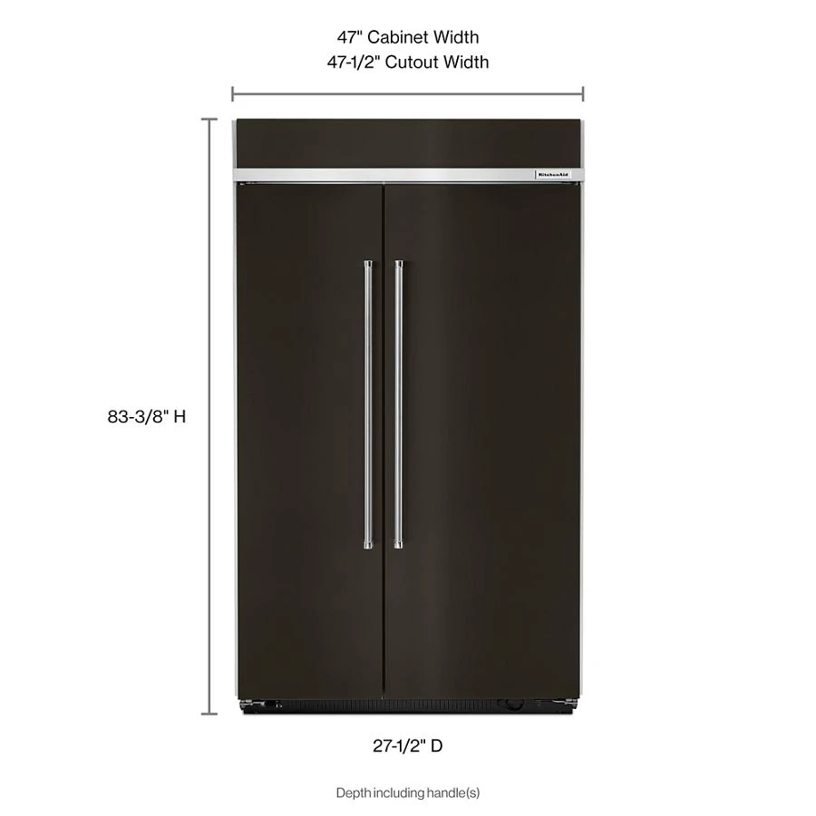 30.0 cu. ft 48-Inch Width Built-In Side by Side Refrigerator with PrintShield Finish KBSN608EBS, product image 3 of 5