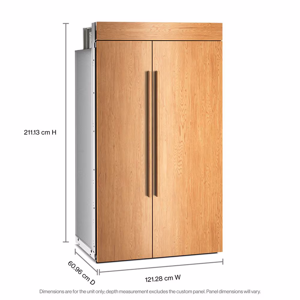 30 Cu. Ft. 48" Built-In Panel-Ready Side-by-Side Refrigerator with Platinum Interior KBSN748TPA