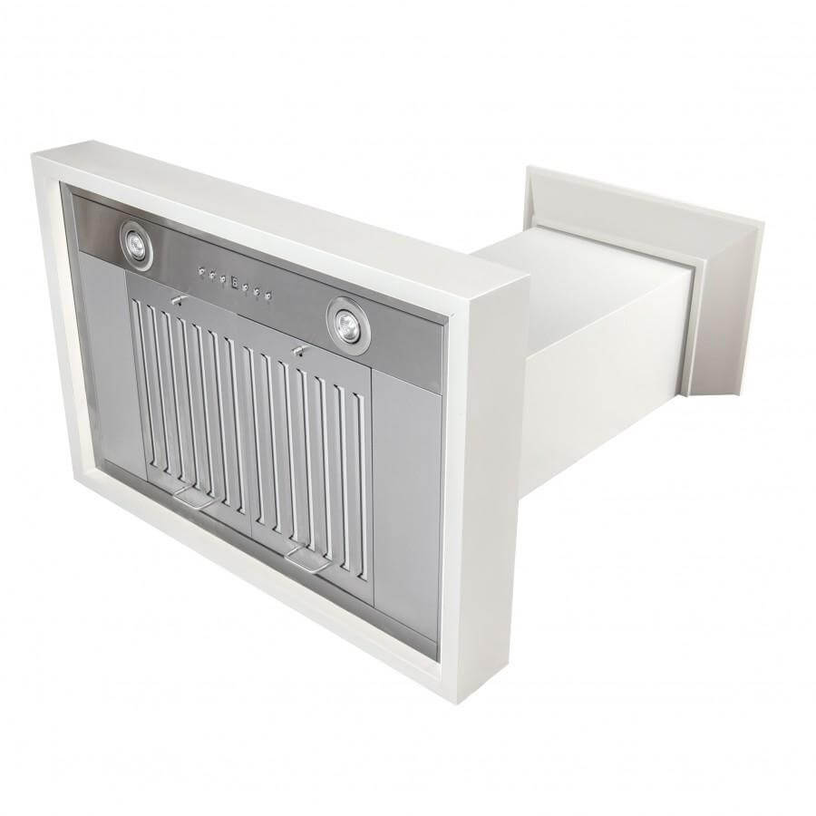 30 In. Ducted Wooden Wall Mount Range Hood In Cottage White KBTT30