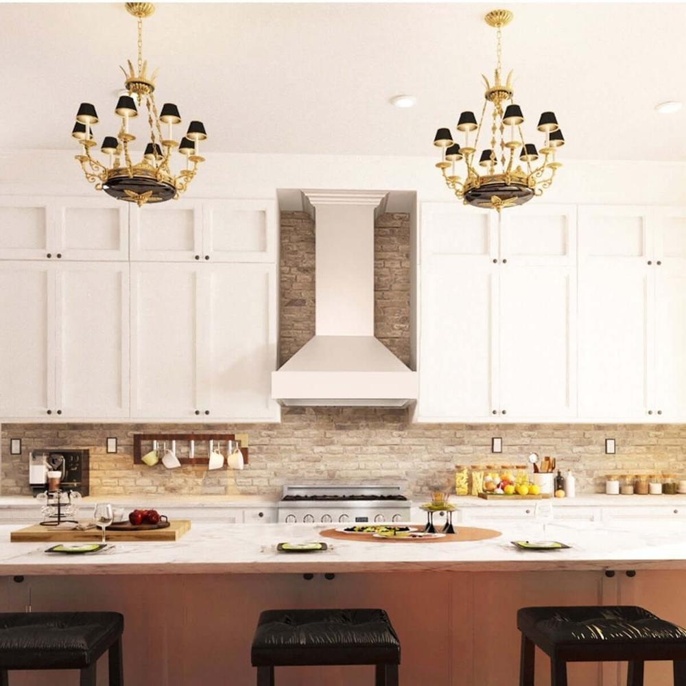 30 In. Ducted Wooden Wall Mount Range Hood In Cottage White KBTT30