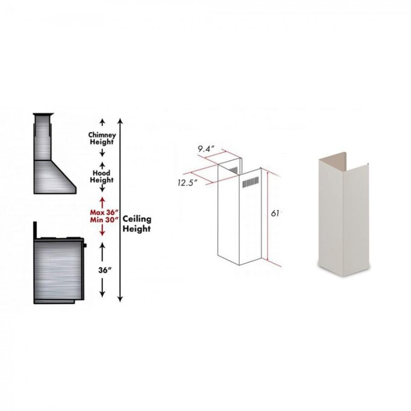 61" Wooden Chimney Extension for Ceilings up to 12.5 ft. KBTTE