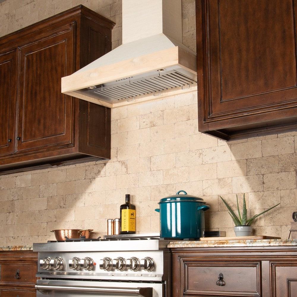 36 In. Ducted Unfinished Wooden Wall Mount Range Hood KBUF36