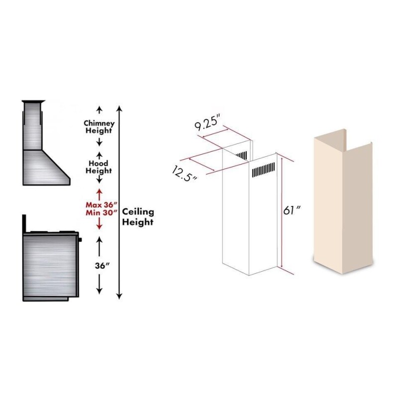 61" Wooden Chimney Extension for Ceilings up to 12.5 ft. KBUFE