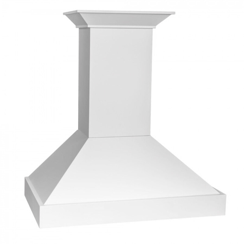 30 In. Wooden Wall Mount Range Hood In Smooth Bright White Finish KBWW30
