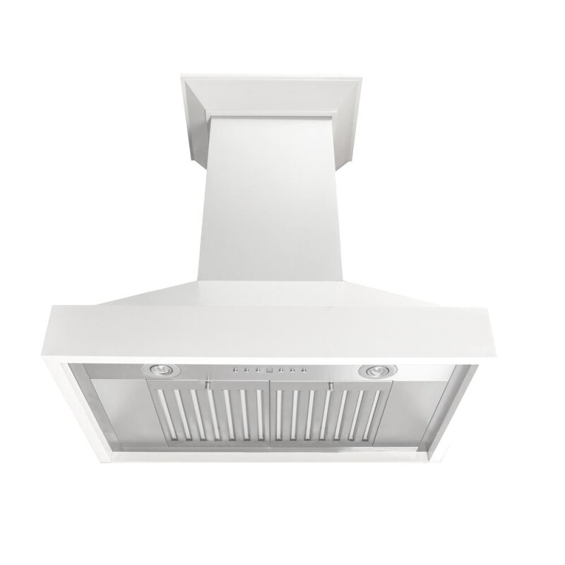 30 In. Wooden Wall Mount Range Hood In Smooth Bright White Finish KBWW30