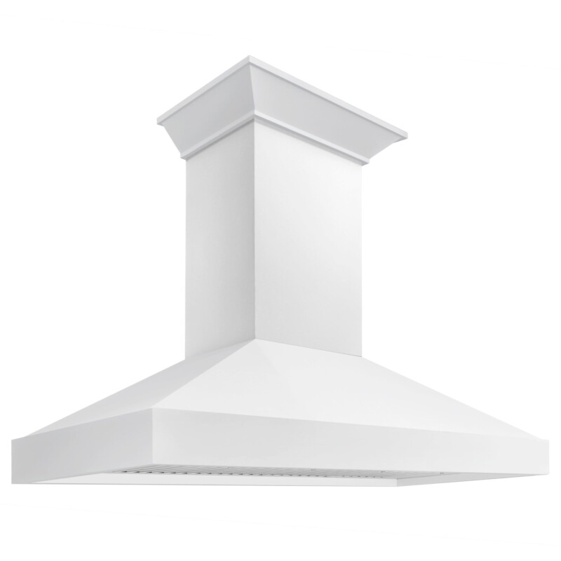 48 In. Wooden Wall Mount Range Hood In Smooth Bright White Finish KBWW48