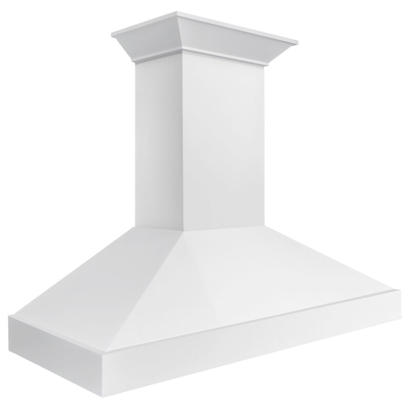 48 In. Wooden Wall Mount Range Hood In Smooth Bright White Finish KBWW48