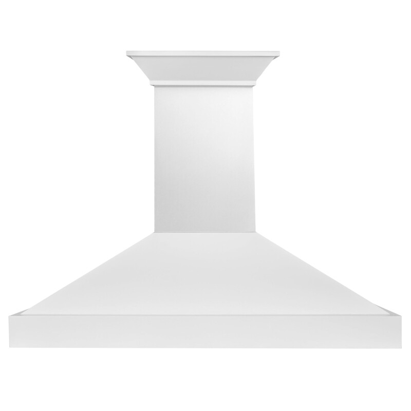 48 In. Wooden Wall Mount Range Hood In Smooth Bright White Finish KBWW48