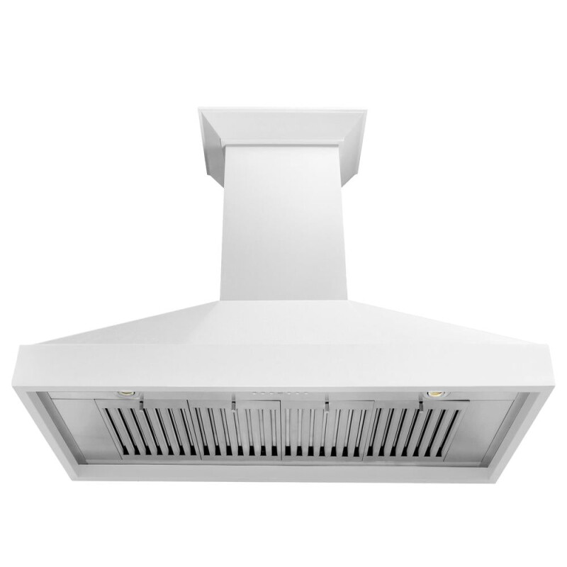 48 In. Wooden Wall Mount Range Hood In Smooth Bright White Finish KBWW48