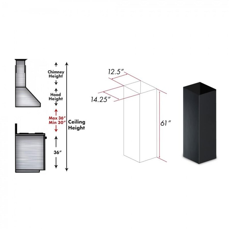 61" Wooden Chimney Extension for Ceilings up to 12.5 ft. KBICCE