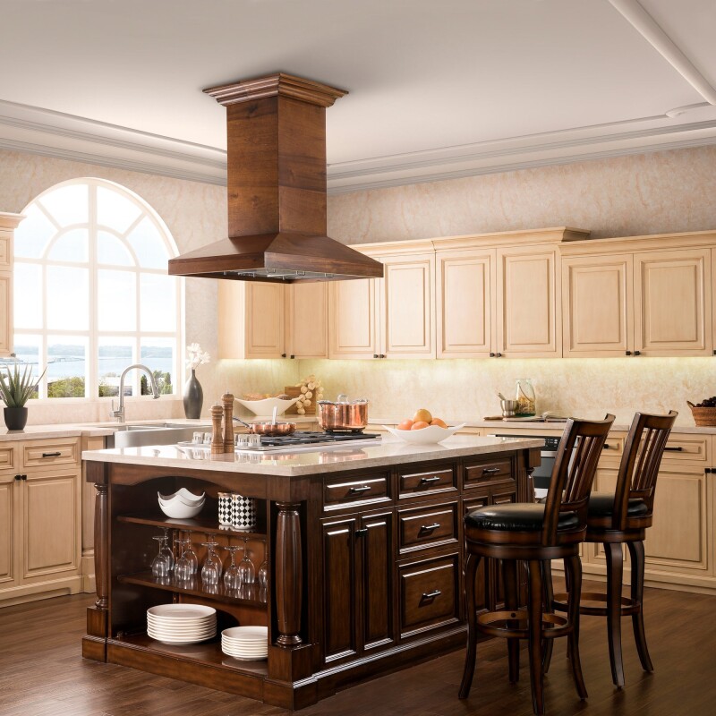 Convertible Vent Wooden Island Mount Range Hood  (KBiRR) - 30 Inch KBIRR30