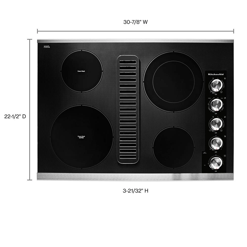 30" Electric Downdraft Cooktop with 4 Elements view 3