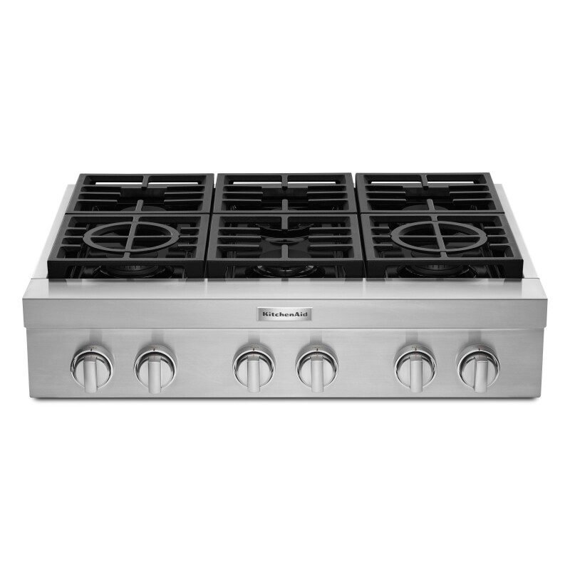KitchenAid 36'' 6-Burner Commercial-Style Gas Rangetop Stainless Steel KCGC506JSS Picture 1