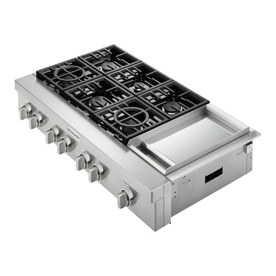 48'' 6-Burner Commercial-Style Gas Rangetop with Griddle view 3