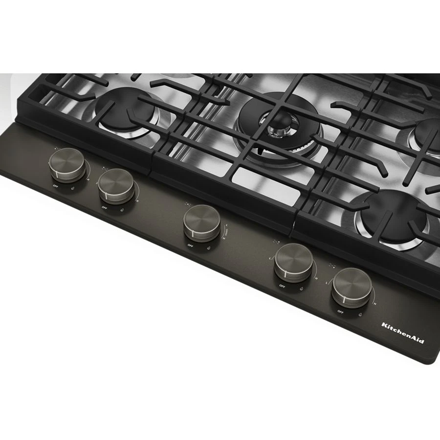 Kitchenaid® 30 In. Gas Cooktop With 5 Burners And Integrated Wok Grate KCGK530SBE