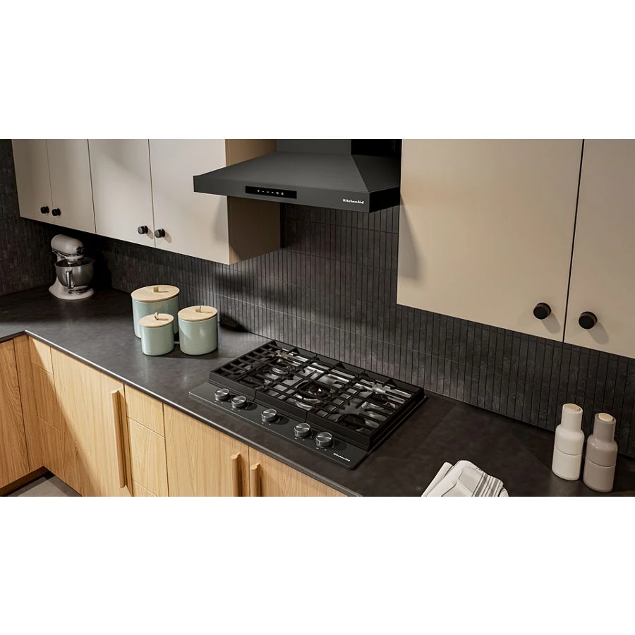 Kitchenaid® 30 In. Gas Cooktop With 5 Burners And Integrated Wok Grate KCGK530SBE