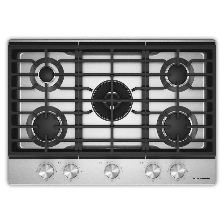 Kitchenaid® 30 In. Gas Cooktop With 5 Burners And Integrated Wok Grate KCGK530SSS