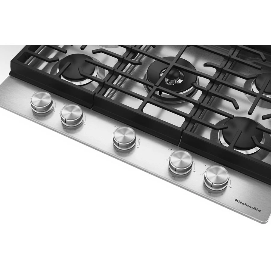 Kitchenaid® 30 In. Gas Cooktop With 5 Burners And Integrated Wok Grate KCGK530SSS