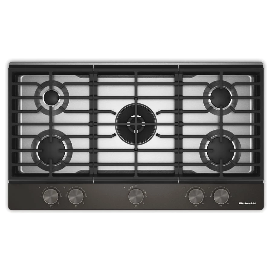 Kitchenaid® 36 In. Gas Cooktop With 5 Burners And Integrated Wok Grate KCGK536SBE
