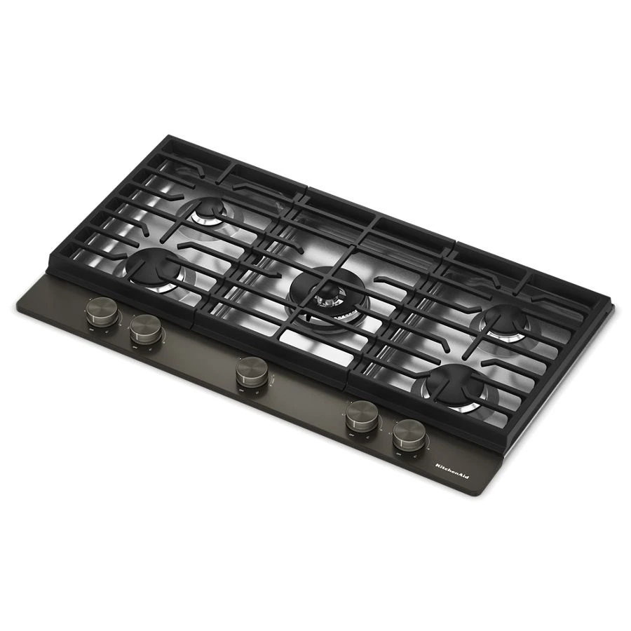 Kitchenaid® 36 In. Gas Cooktop With 5 Burners And Integrated Wok Grate KCGK536SBE