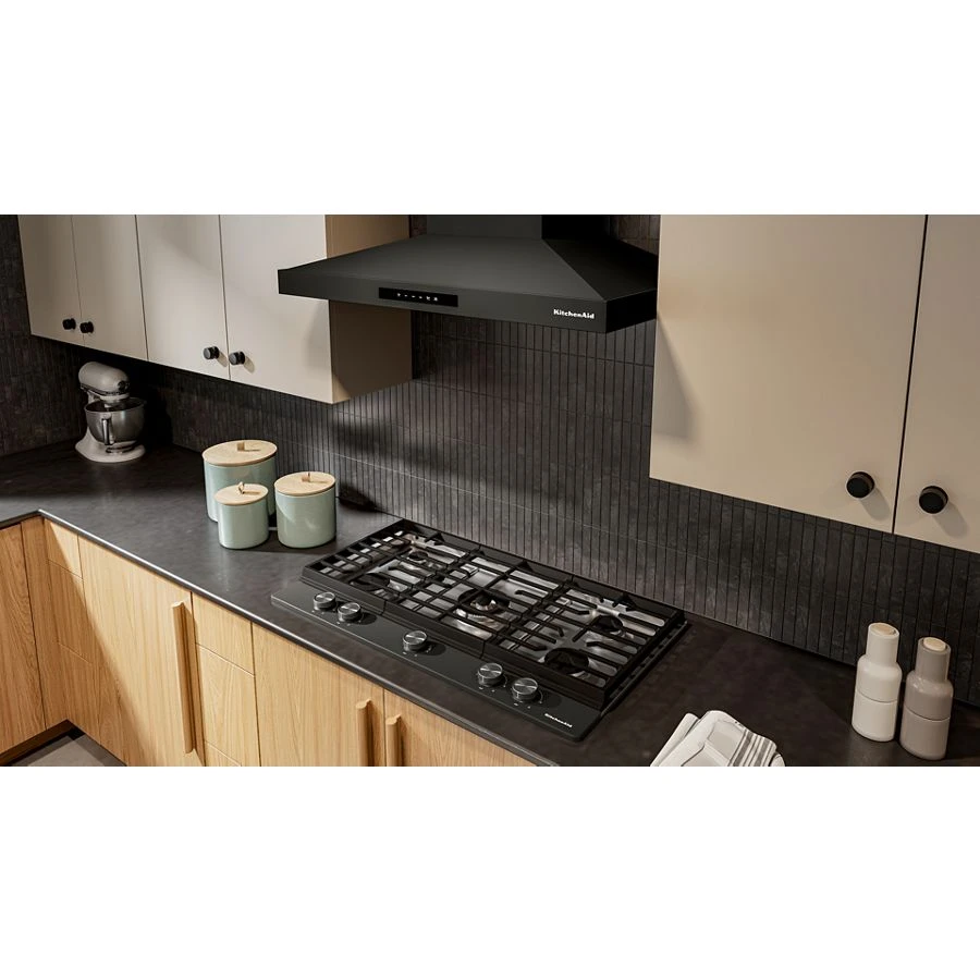 Kitchenaid® 36 In. Gas Cooktop With 5 Burners And Integrated Wok Grate KCGK536SBE