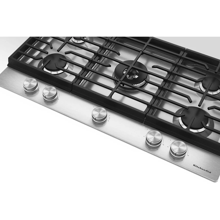 Kitchenaid® 36 In. Gas Cooktop With 5 Burners And Integrated Wok Grate KCGK536SSS