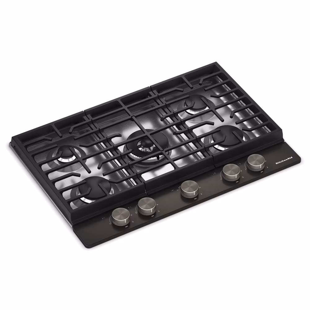Kitchenaid® 30 In. Gas Cooktop With 5 Burners And Integrated Wok Grate KCGK730SBE