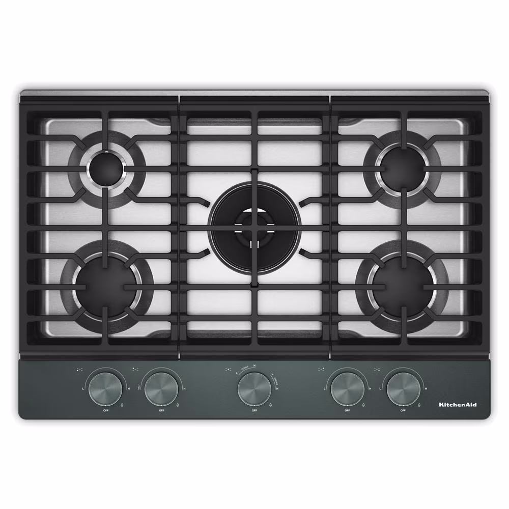 Kitchenaid® 30 In. Gas Cooktop With 5 Burners And Integrated Wok Grate KCGK730SJP