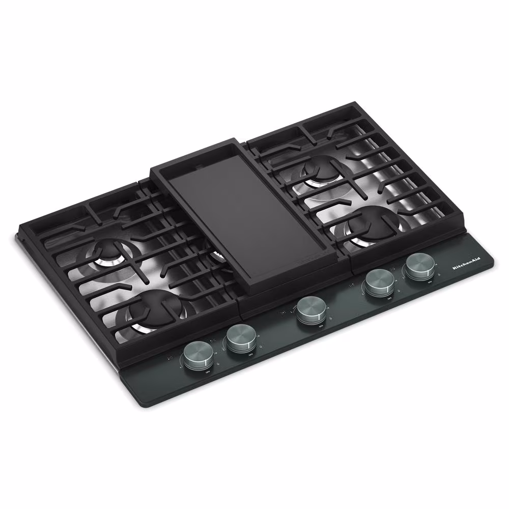 Kitchenaid® 30 In. Gas Cooktop With 5 Burners And Integrated Wok Grate KCGK730SJP