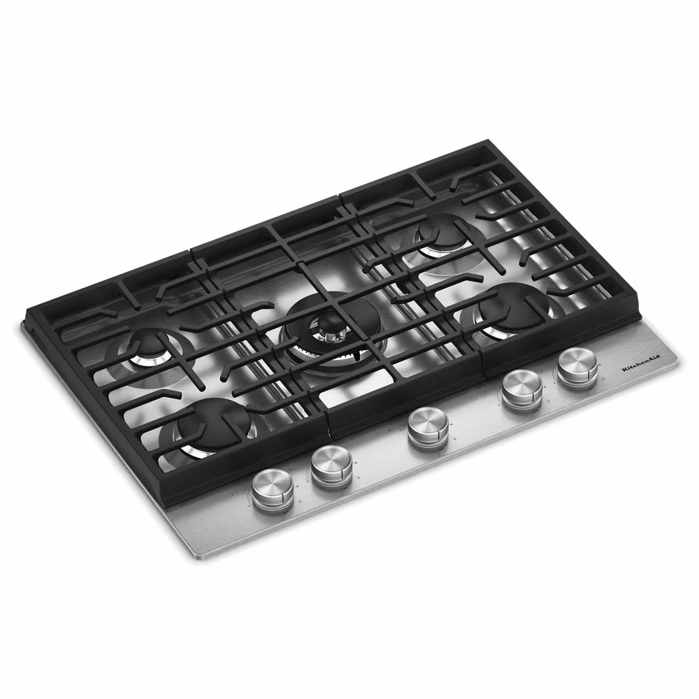 Kitchenaid® 30 In. Gas Cooktop With 5 Burners And Integrated Wok Grate KCGK730SSS