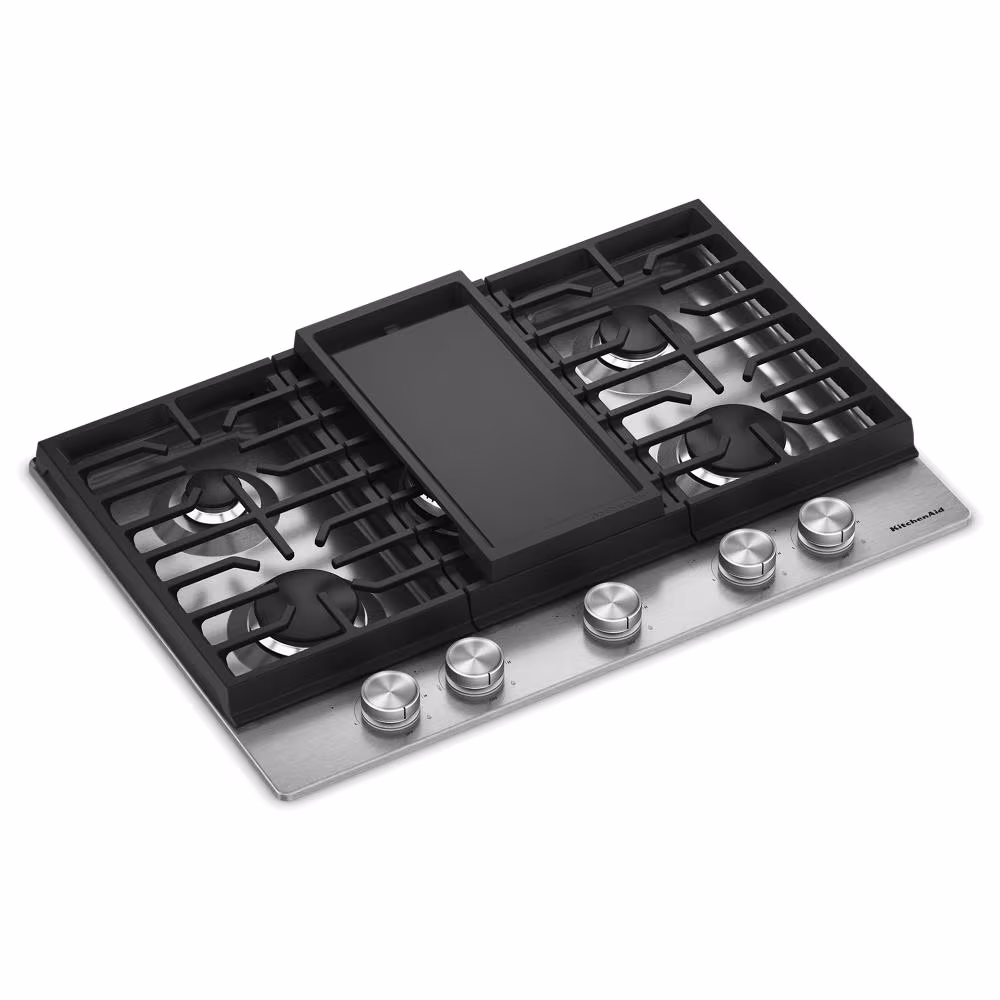Kitchenaid® 30 In. Gas Cooktop With 5 Burners And Integrated Wok Grate KCGK730SSS