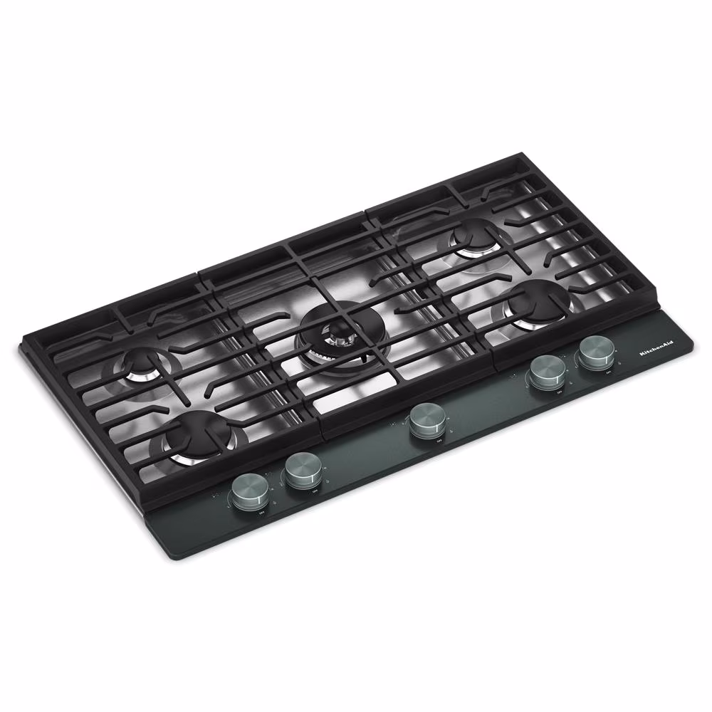 Kitchenaid® 36 In. Gas Cooktop With 5 Burners And Integrated Wok Grate KCGK736SJP