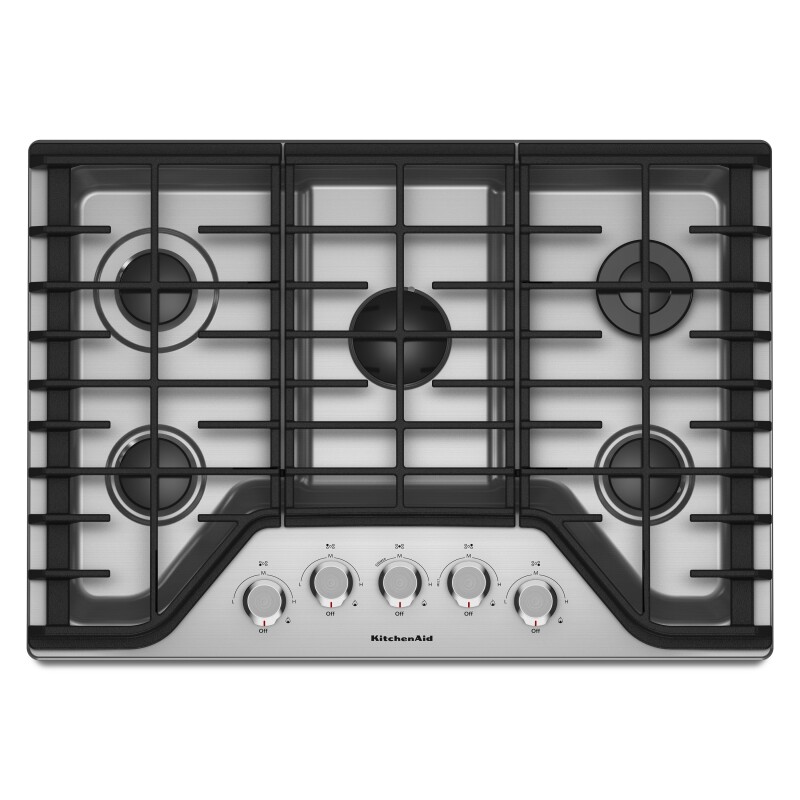 KitchenAid 30" 5-Burner Gas Cooktop Stainless Steel KCGS350ESS Picture 1