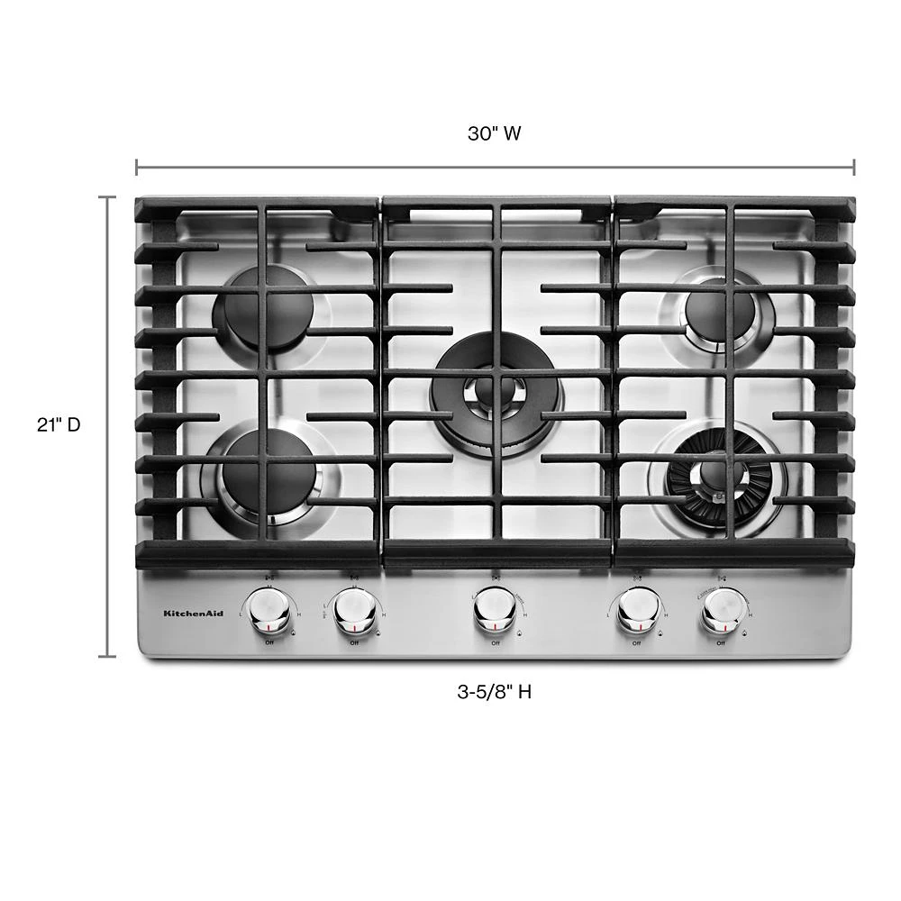 30" 5-Burner Gas Cooktop with Griddle view 17