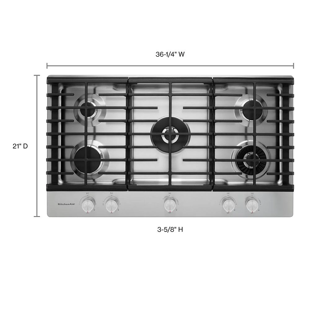 36" 5-Burner Gas Cooktop with Griddle view 36