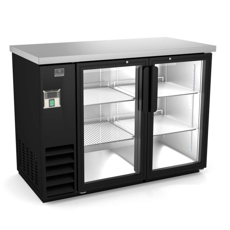 Refrigeration Equipment2-Glass Door Back Bar Refrigerator Black 49" Long KCHBB48G