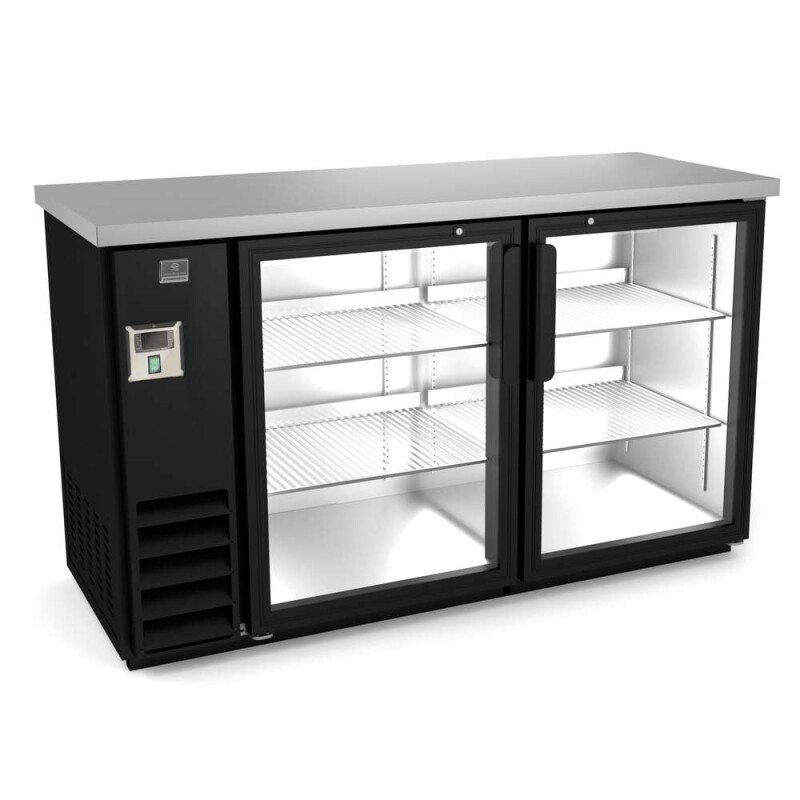 Refrigeration Equipment2-Glass Door Back Bar Refrigerator Black 61" Long KCHBB60G