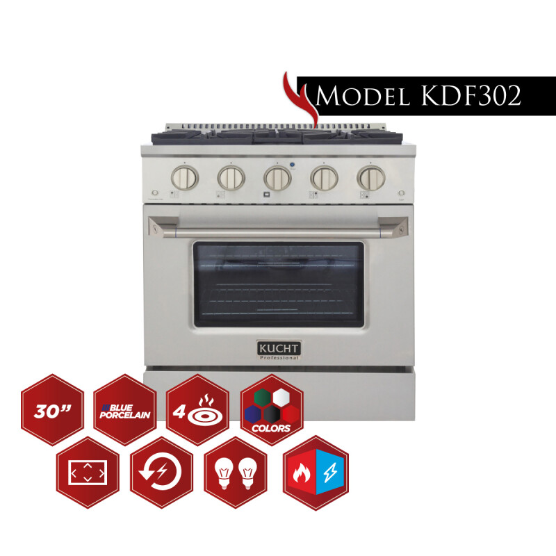 30″ ProStyle Kitchen Dual Fuel Range KDF302OGNG