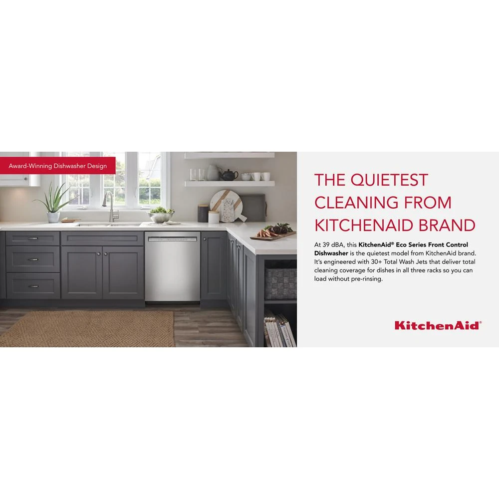 Third Level Utensil Rack Dishwasher with 30+ Total Wash Jets, 39 dBA KDFE204KPS